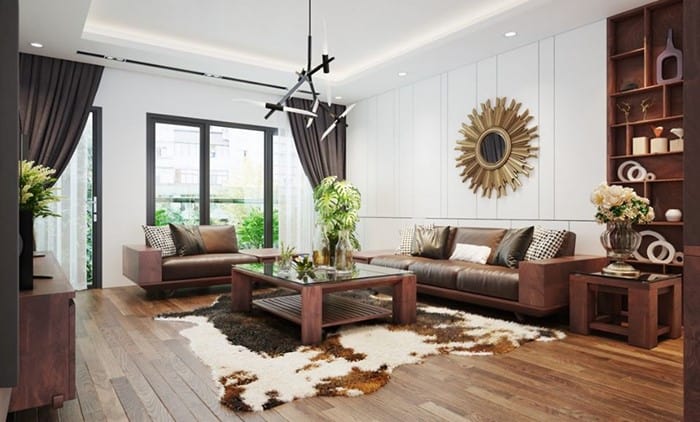 Trang trí phòng khách bằng nội thất gỗ tự nhiên