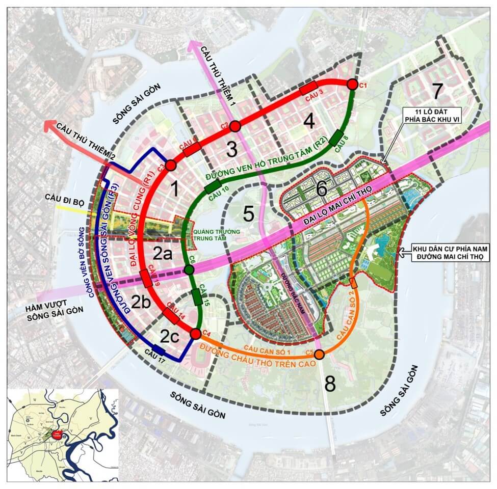 Quy hoạch khu đô thị thủ thiêm - Danh sách 8 khu chức năng